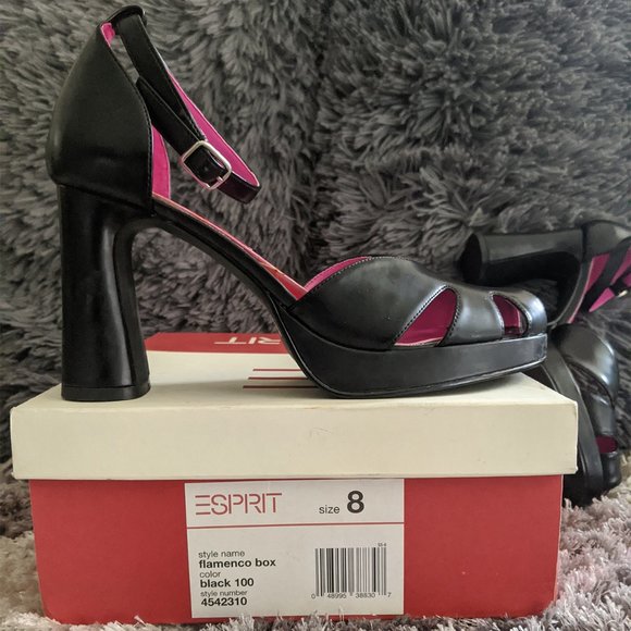NIB Esprit Black Heels Size 8 - Picture 1 of 7